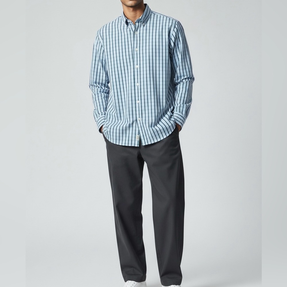 Tailorbyrd Window Pane Long Sleeve Shirt Size Large New